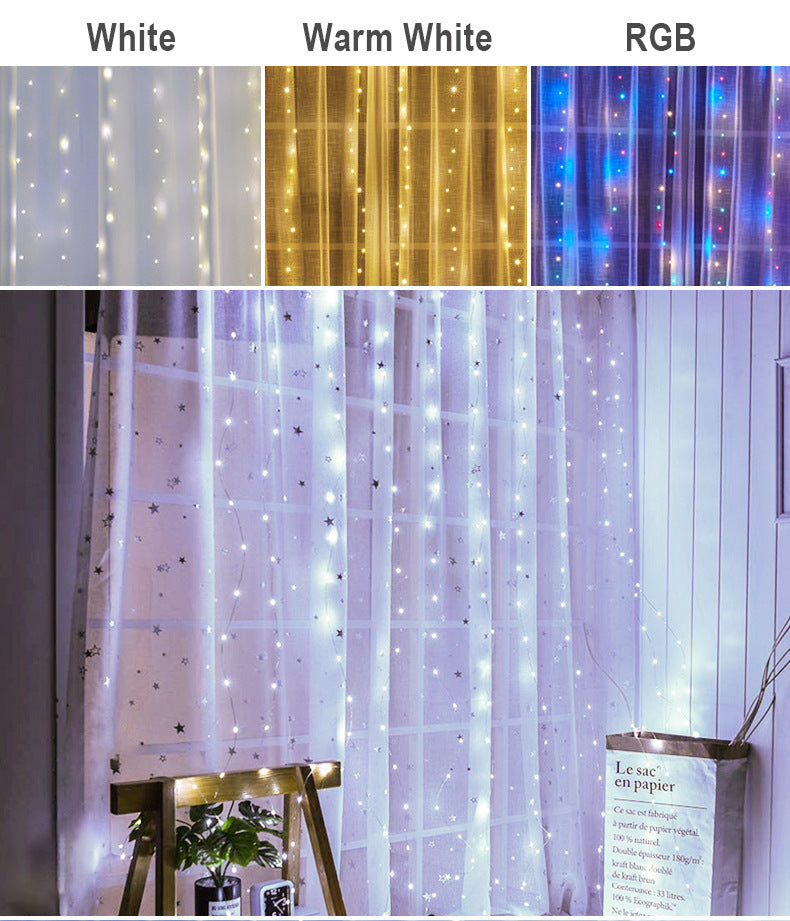 USB Curtain Lamp with 8 Functions Remote Control for Indoor Decor