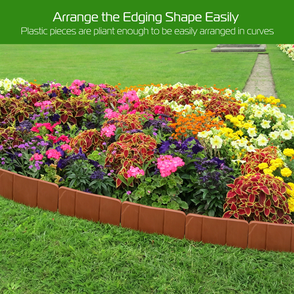Plastic Lawn Edging 20-Piece Interlocking Garden Border for Flower Beds & Walkways