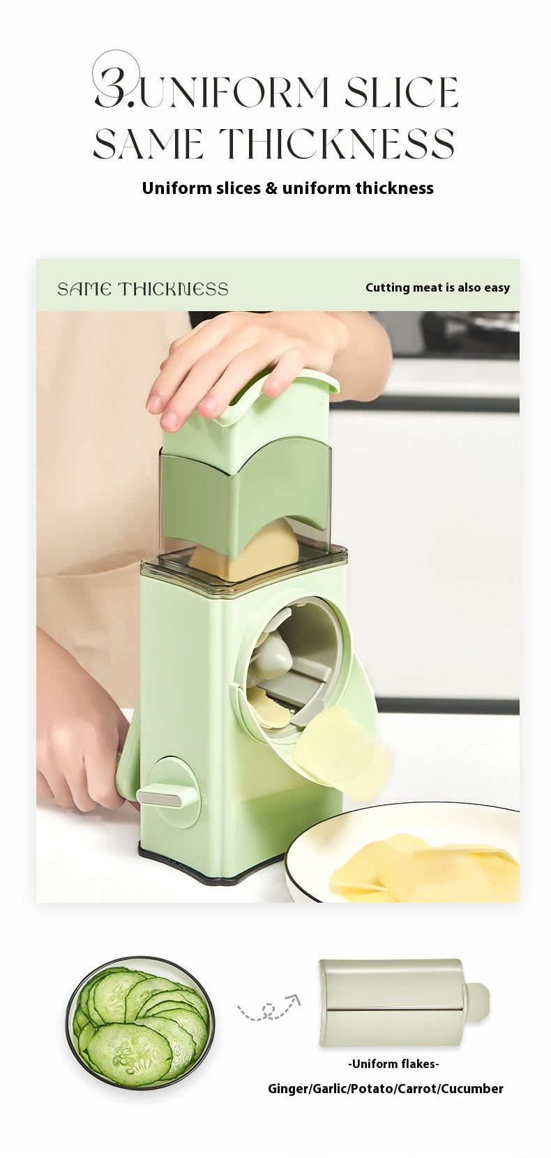Multi-functional Hand Guard Kitchen Drum Shredder - Green Manual Vegetable Cutter
