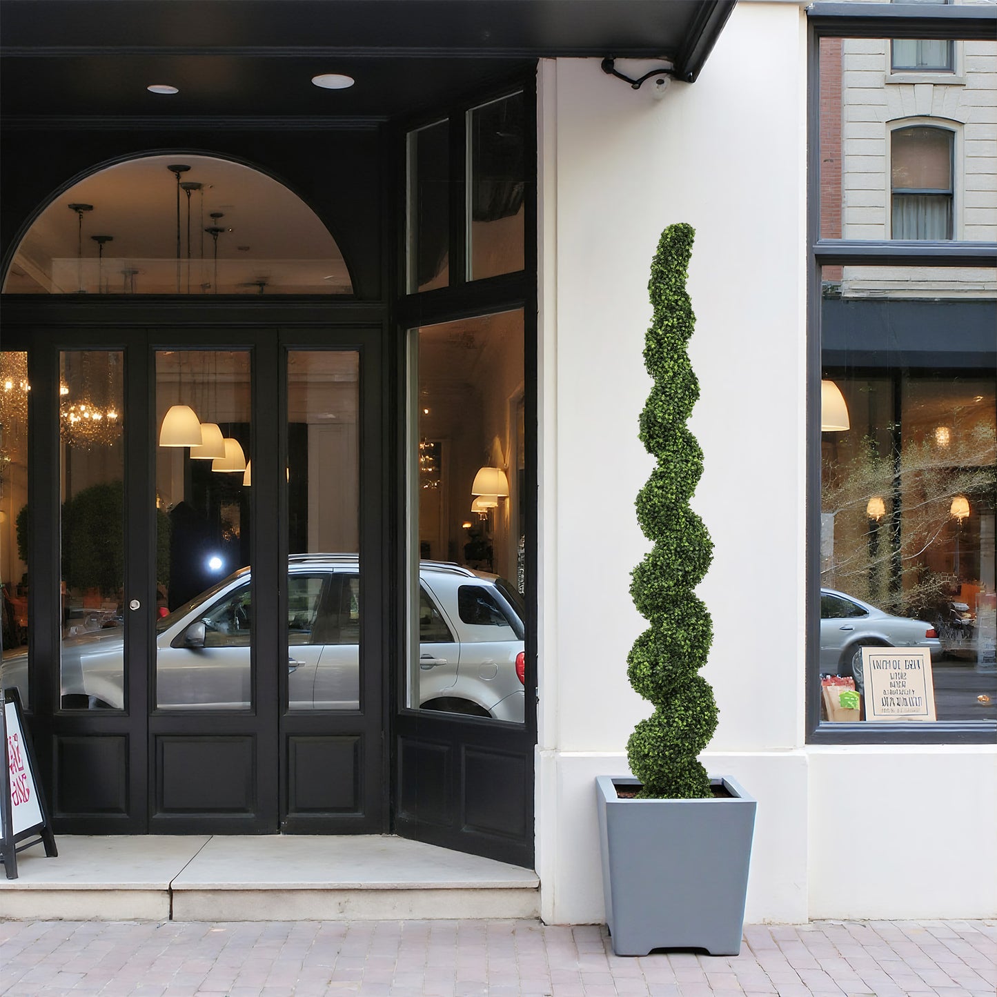 7FT Artificial Spiral Topiary Tree - Large Potted Green Plant
