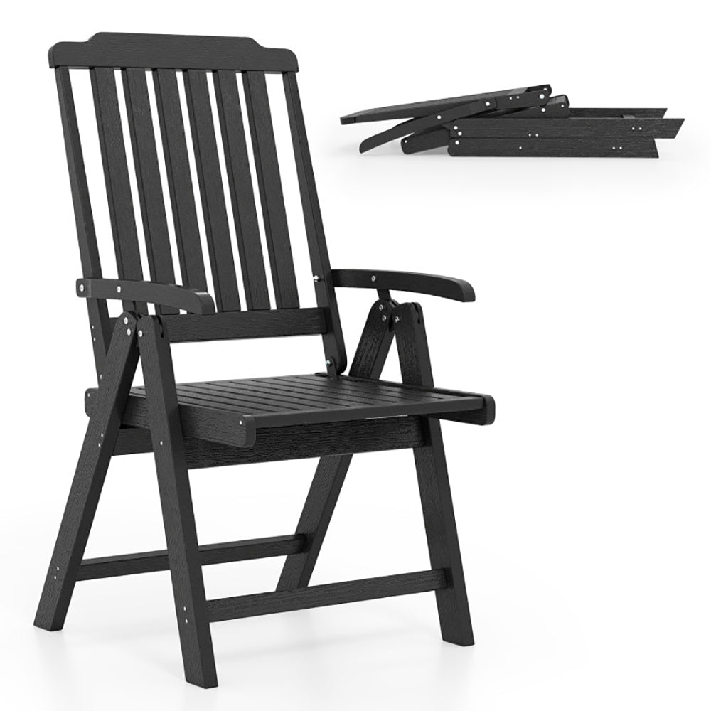 Foldable Patio Chair All-Weather HDPE Outdoor Dining With Armrest For