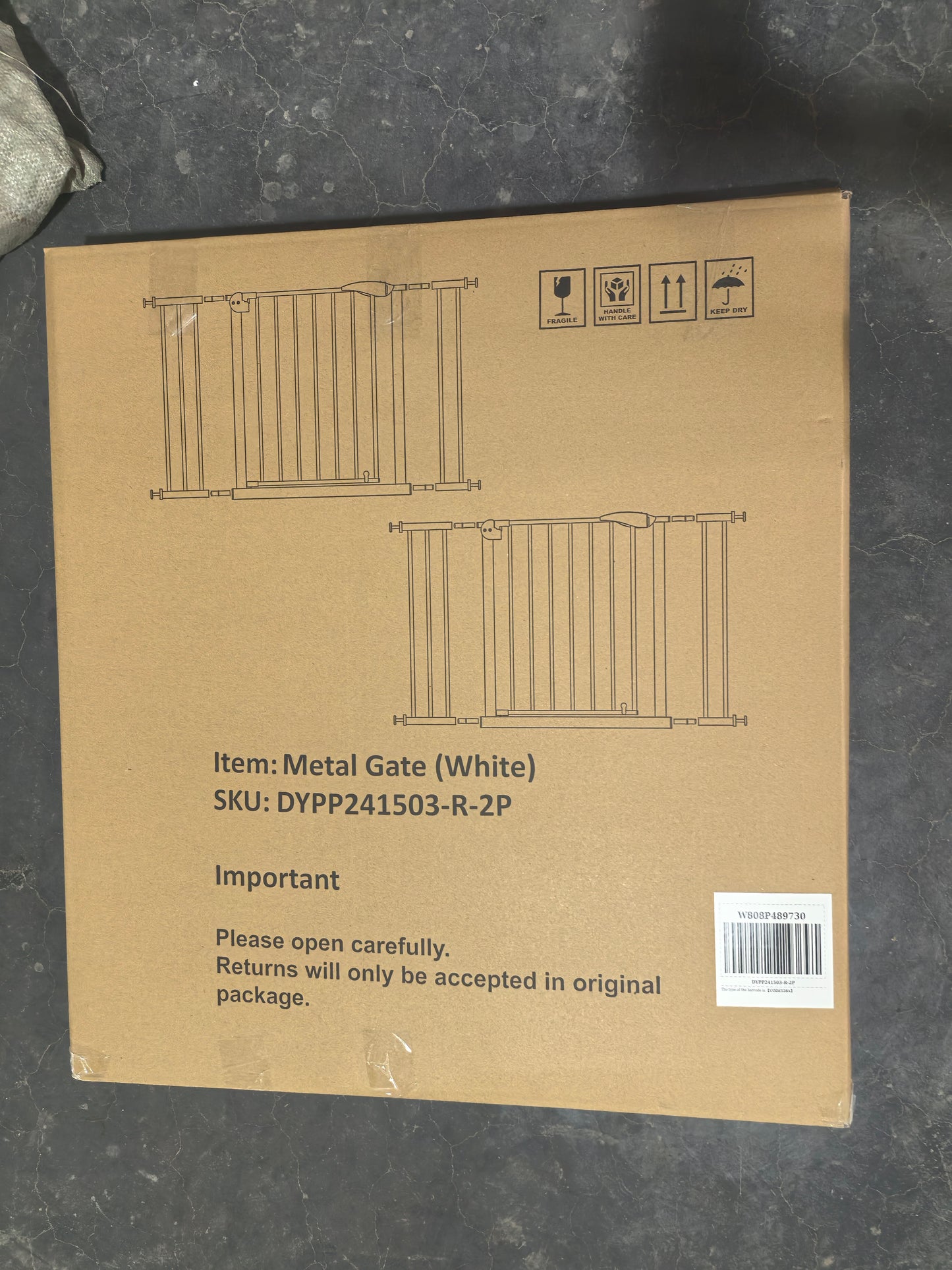 2-Pack Pressure-Mounted Baby Gate for Stairs & Doorways - White