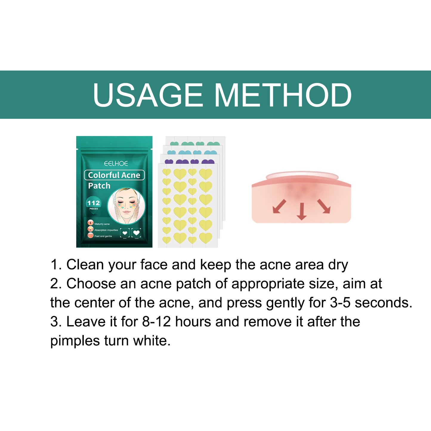 Heart-Shaped Acne Patches with Tea Tree Oil & Hyaluronic Acid