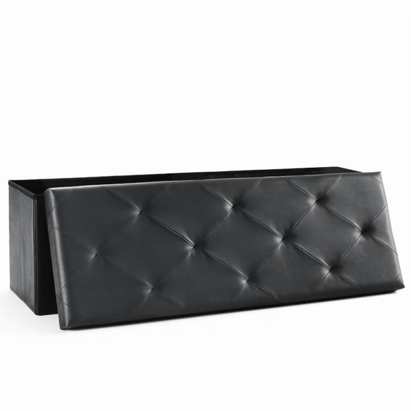 43 Inches Folding Ottoman With Storage Bench, Foot Rest Stool, End Of