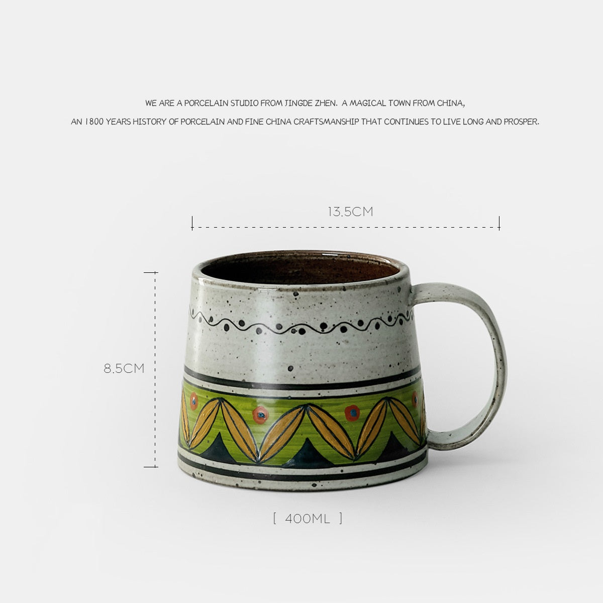 Personalized Hand-Painted Ceramic Coffee Mug with Plant Design