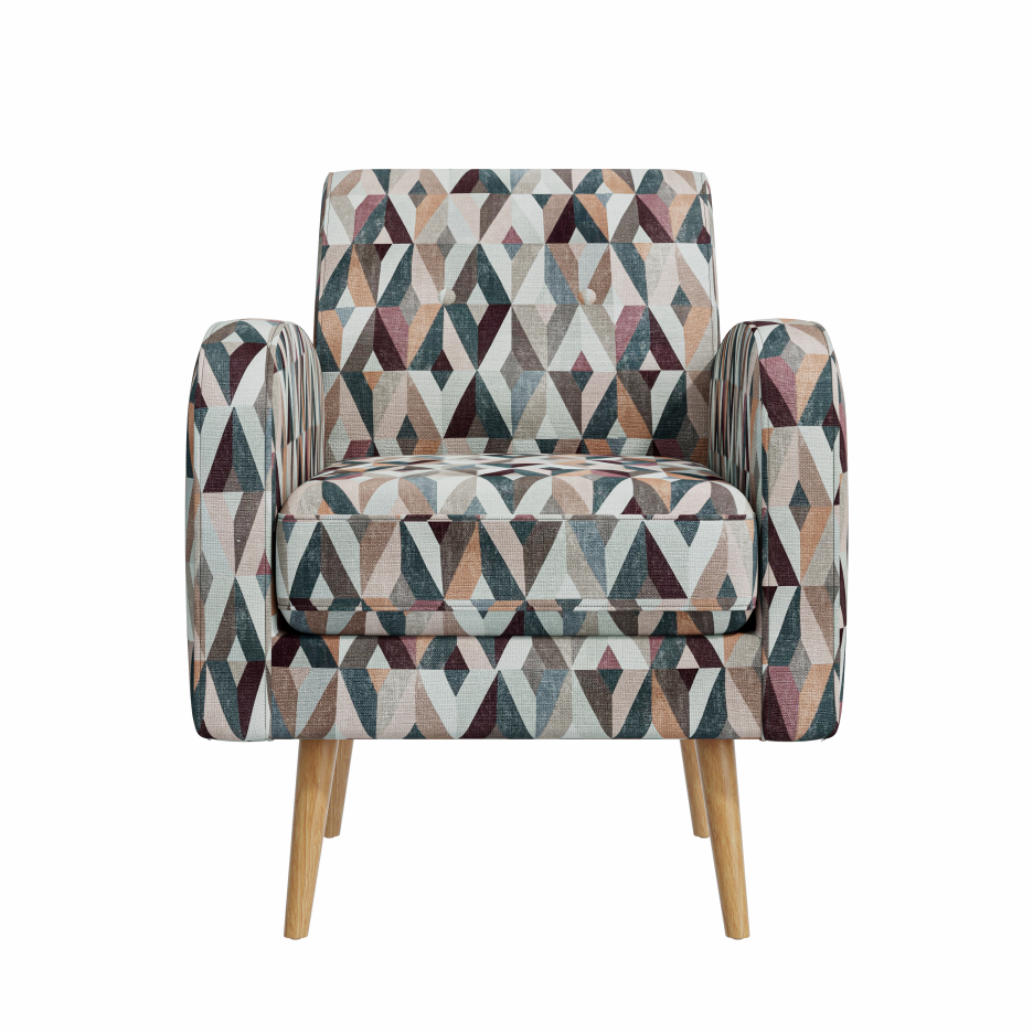 Darien Accent Arm Chair - Red and Tan Prism Pattern