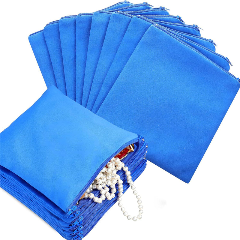 8 Pcs Navy Blue Zippered Silver Storage Bags 5.9 X Inch