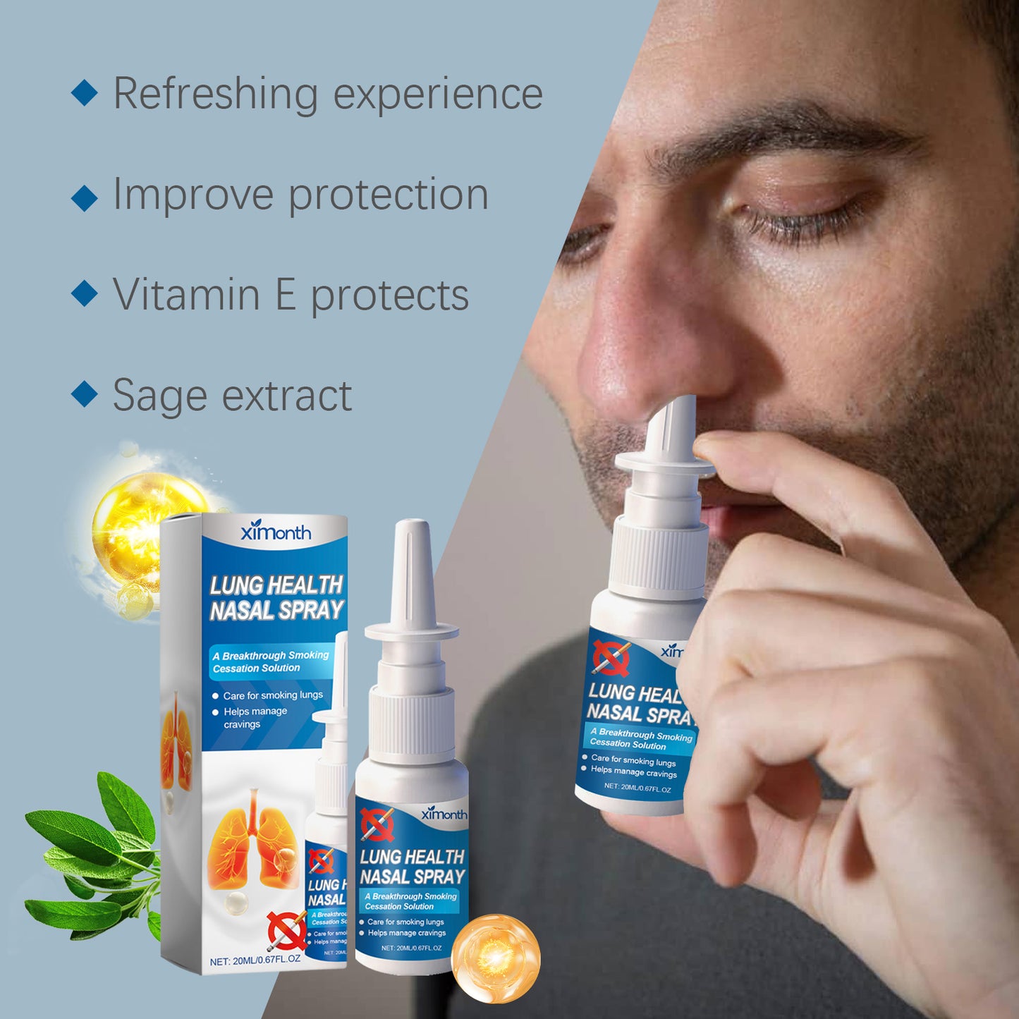 Nasal Cleansing Spray with Vitamin E & Sage Extract - 20ml