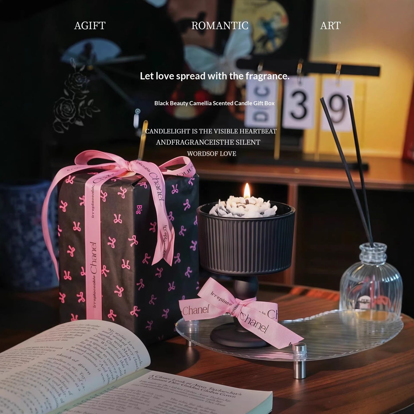 French Camellia Scented Candle Gift Set - Aromatherapy Home Fragrance