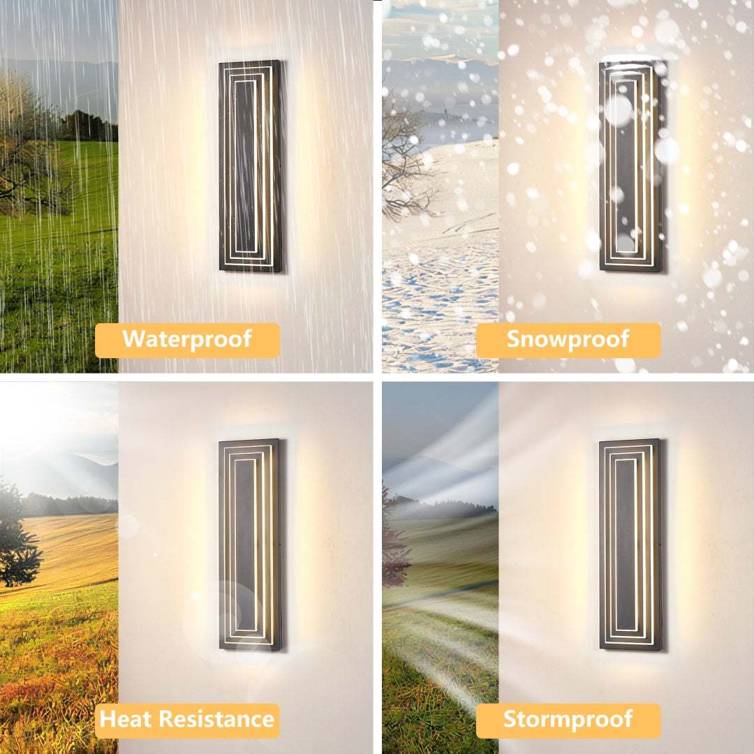 Modern Outdoor Wall Lights - 23.6 Inch LED Sconce, 2 Pack