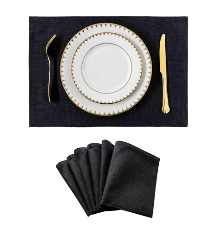 Solid Color Double-Layer Linen Placemat Heat-Insulating Non-Slip 33x48cm