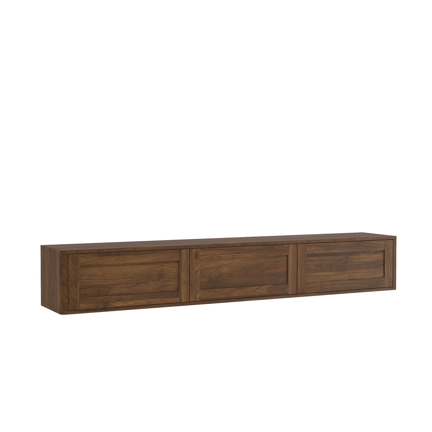 Floating TV Stand with LED Lights & Power Outlet - Wood Finish