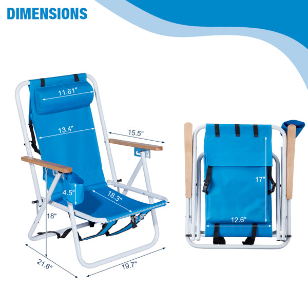 Folding Beach Chair Set of 2 - 4-Position Portable Camping Chairs