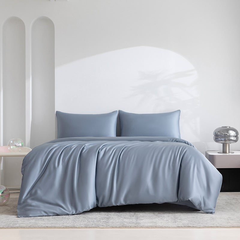 Lyocell Bed Sheet Set with Fitted Sheets and Quilt Cover - Light Luxury Bedding