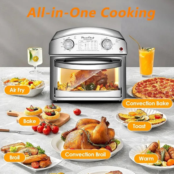 12L Stainless Steel Air Fryer with Dual Knob Control & Presets – Family Size Kitchen Appliance
