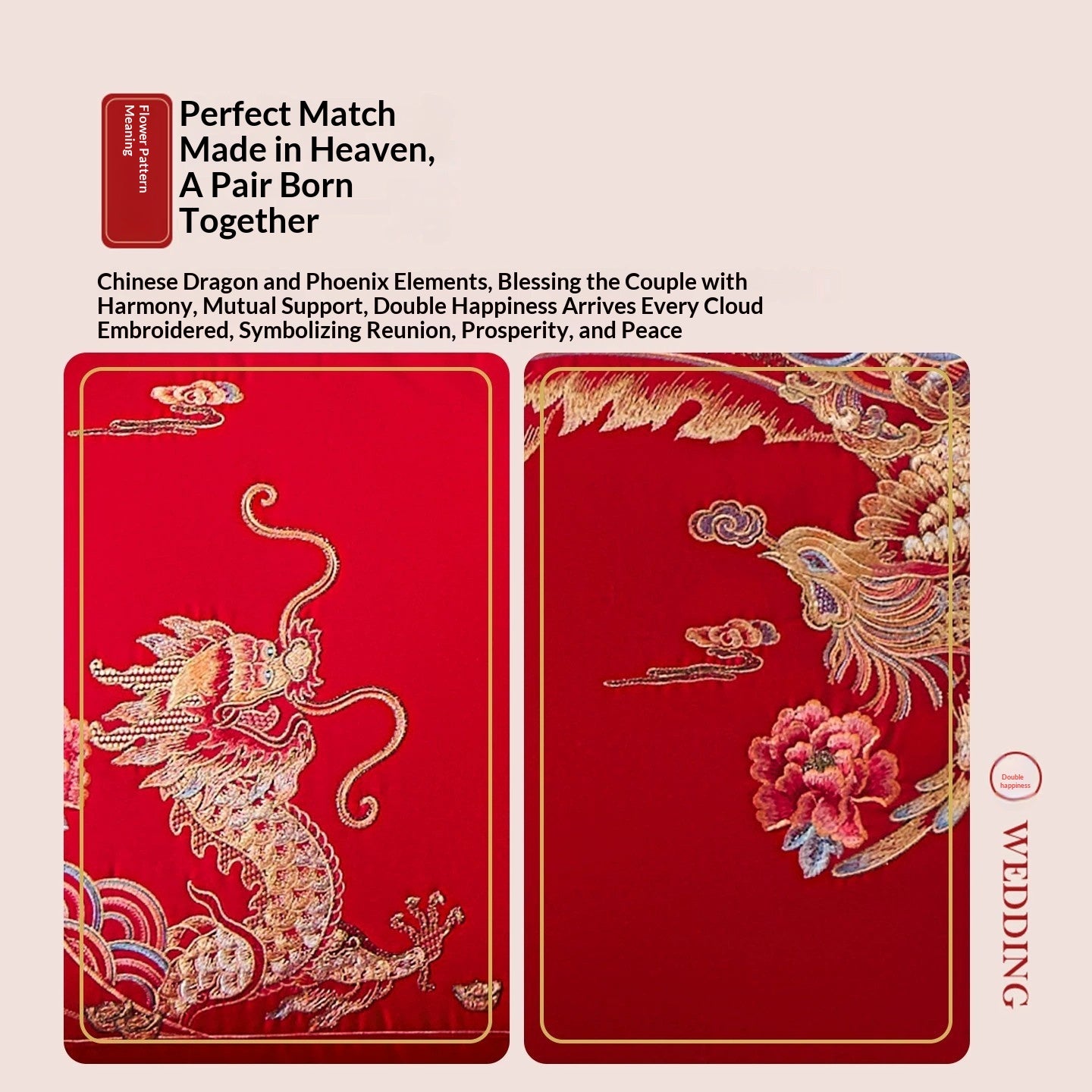 Red Wedding Pillow Set - 48x74cm Two-Person Decorative Pillows for Special Occasions