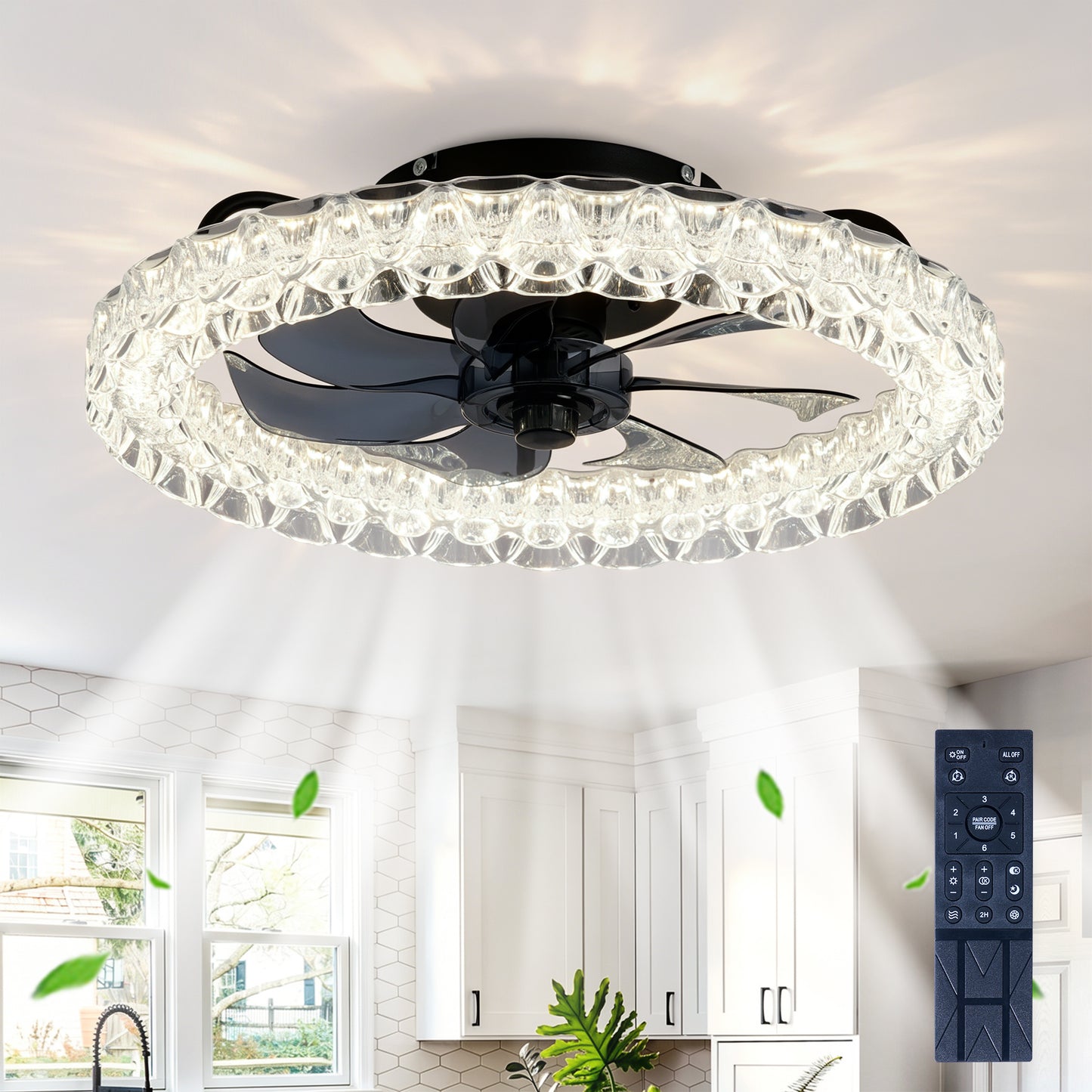 Galaxy Ceiling Fan with Remote Control and LED Light - Matte Black