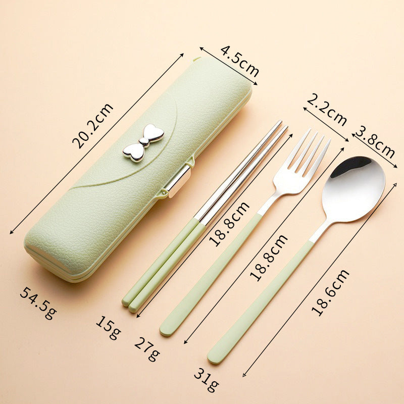 Stainless Steel Portable Tableware Set with Chopsticks, Spoon & Fork