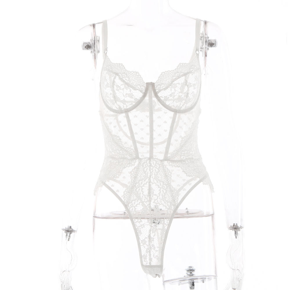 Women's Lace Jumpsuit with Steel Ring - Sexy Lingerie for All Seasons