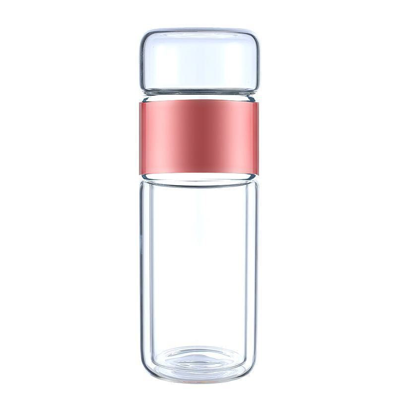 Double Layer Heat Insulation Glass Cup - Water and Tea Separation