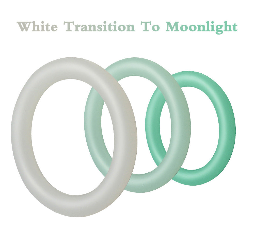 Men's Silicone Delay Ring Set - Luminous and Black Adjustable Cock Rings