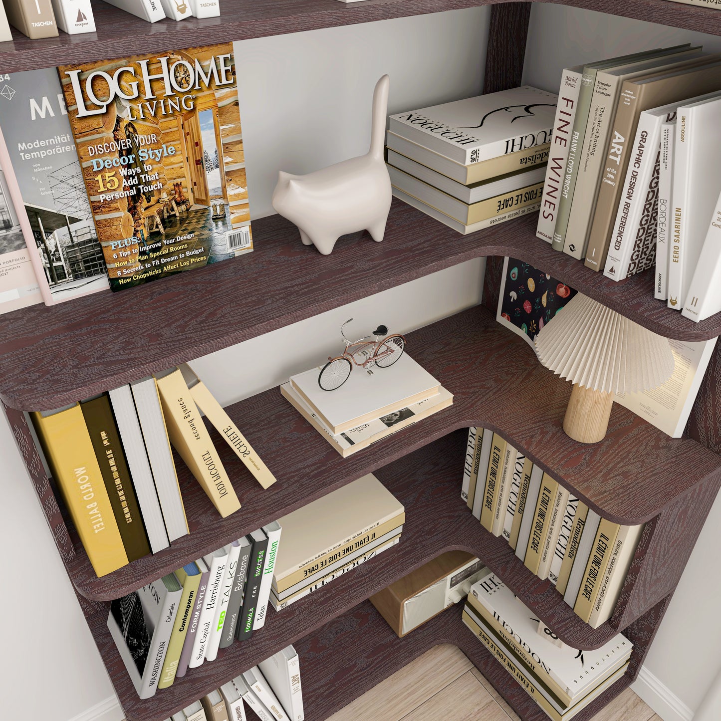 90cm 35.43in Extended Size Freestanding Corner Bookshelf For Living
