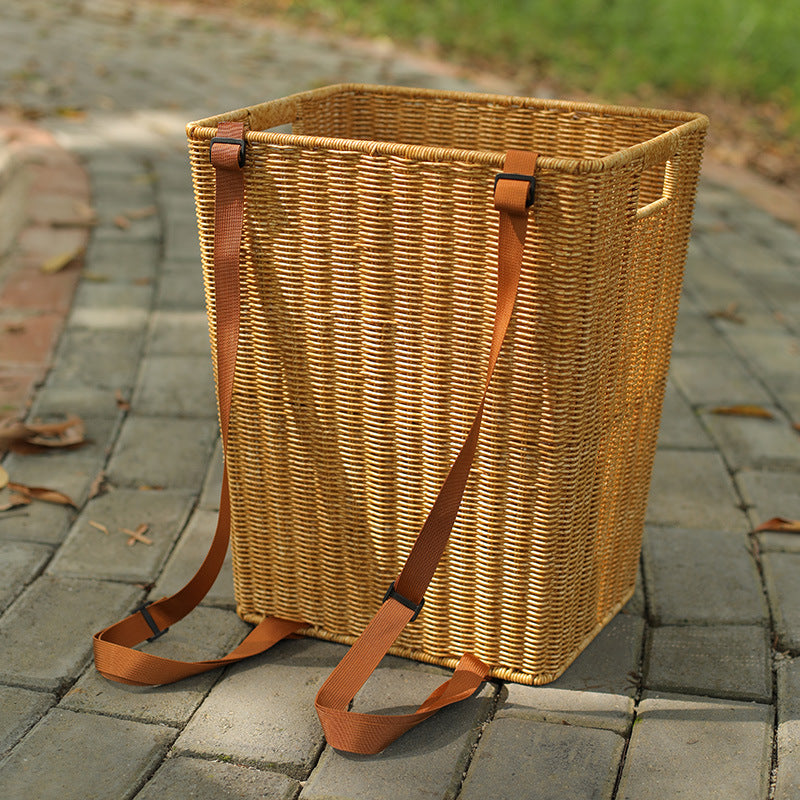 Portable Plastic Storage Basket - Bamboo-Woven Design for Home Organization