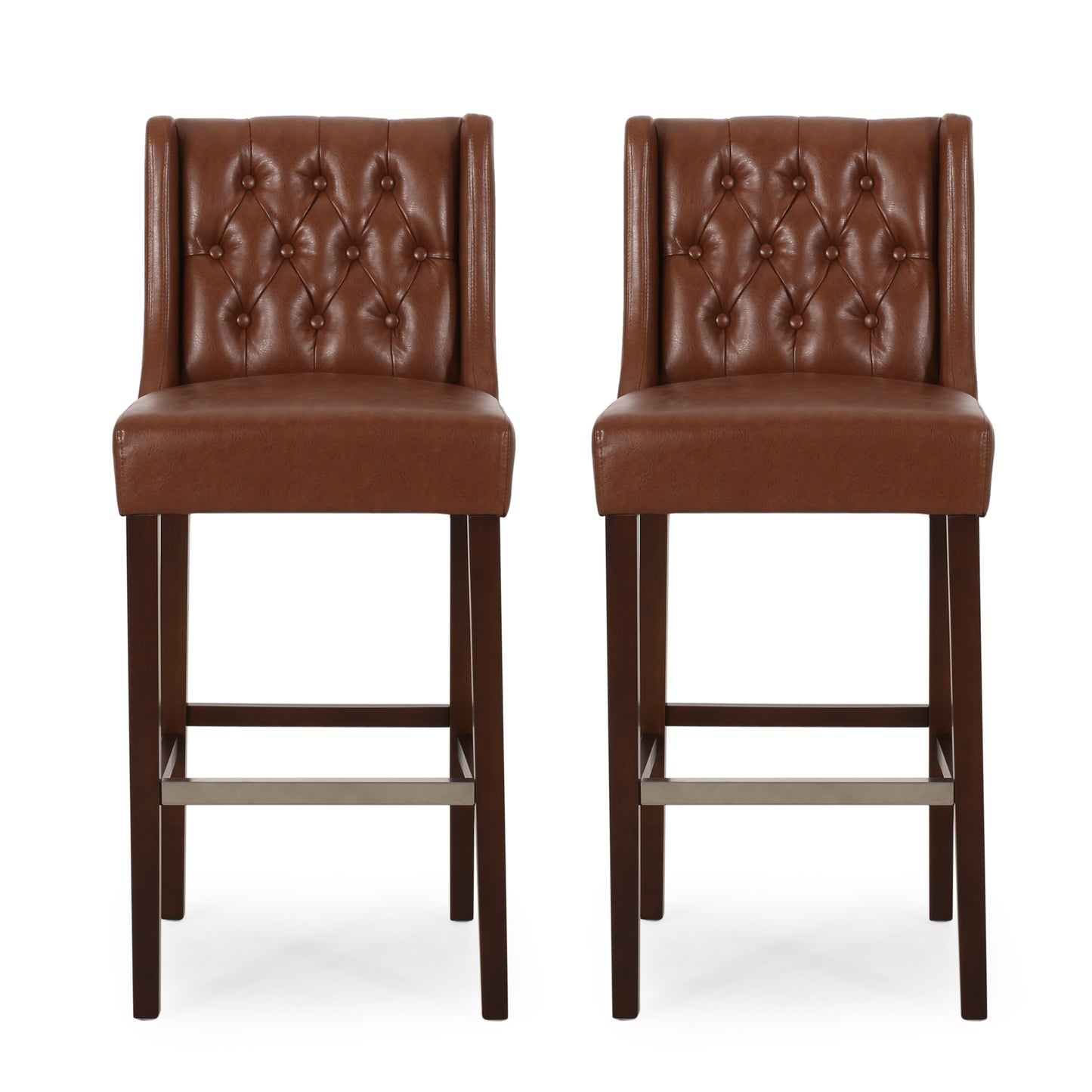 30.5 Inch Seat Height Bar Stool, Light Brown PU Upholstery With Back