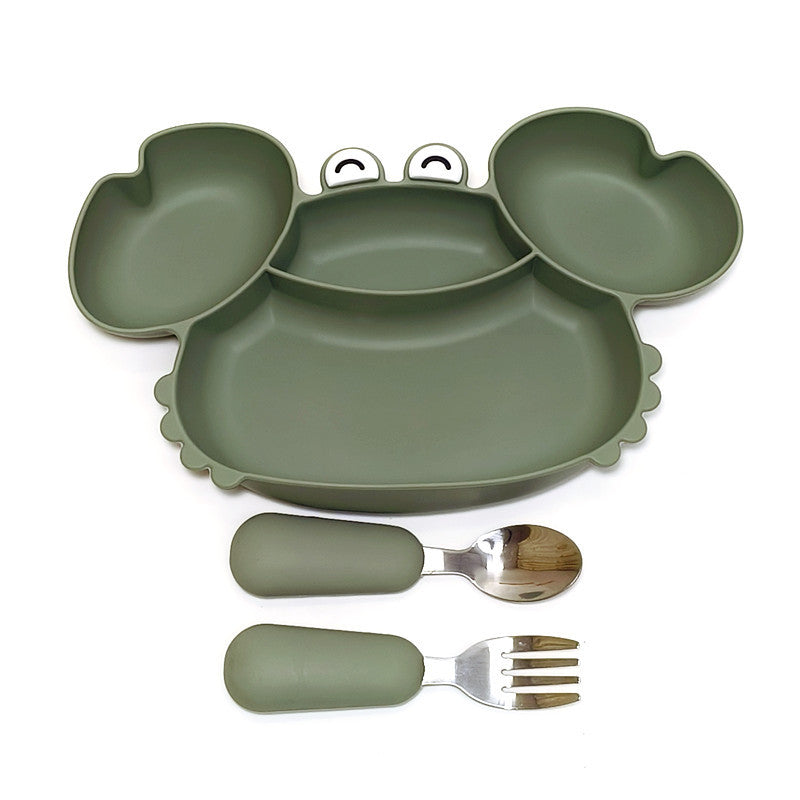 All-in-One Baby Feeding Tray with Compartments Silicone Dinnerware Set
