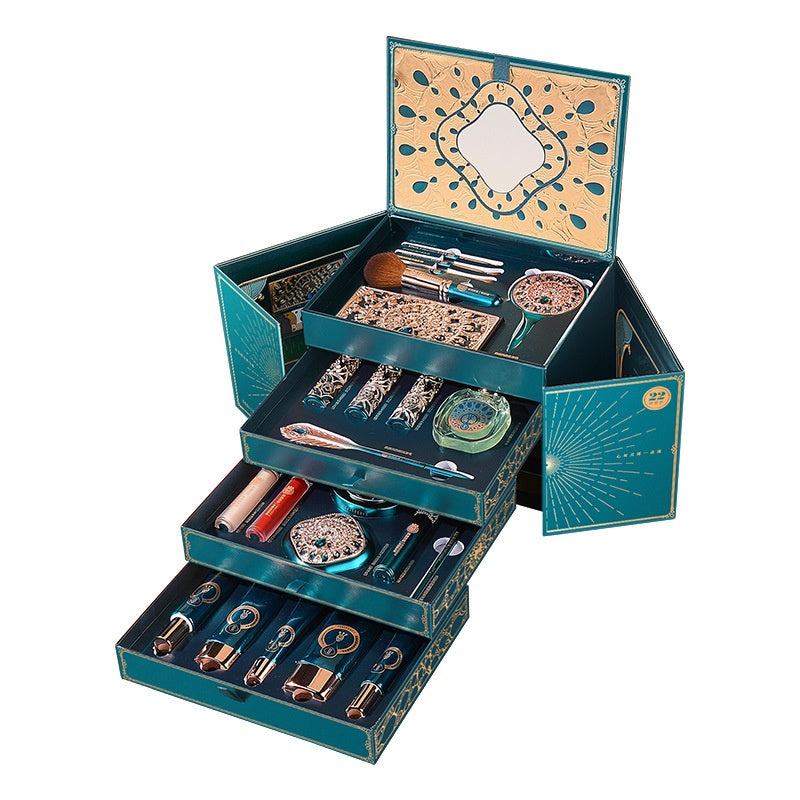 22-Piece Makeup Set with Brushes & Accessories - Multicolor Festival Style