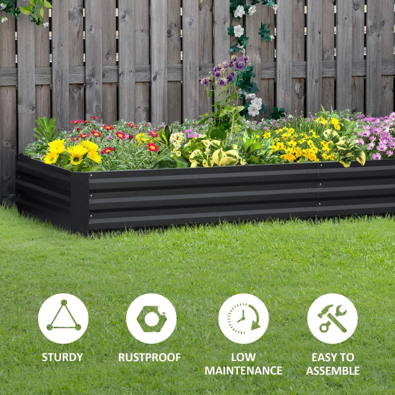 Galvanized Raised Garden Bed for Vegetables Flowers Herbs 95" L Gray