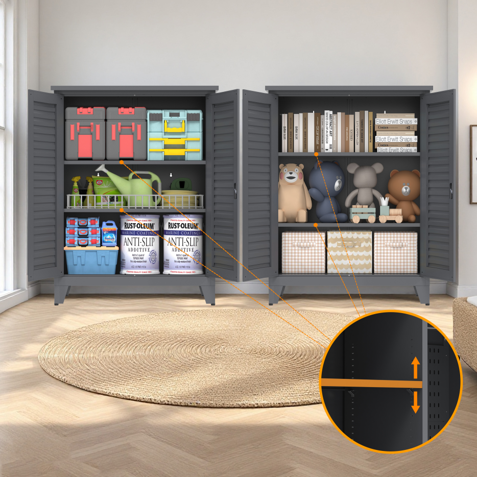 47'' Tall Metal Tool Storage Cabinet - Slate Color