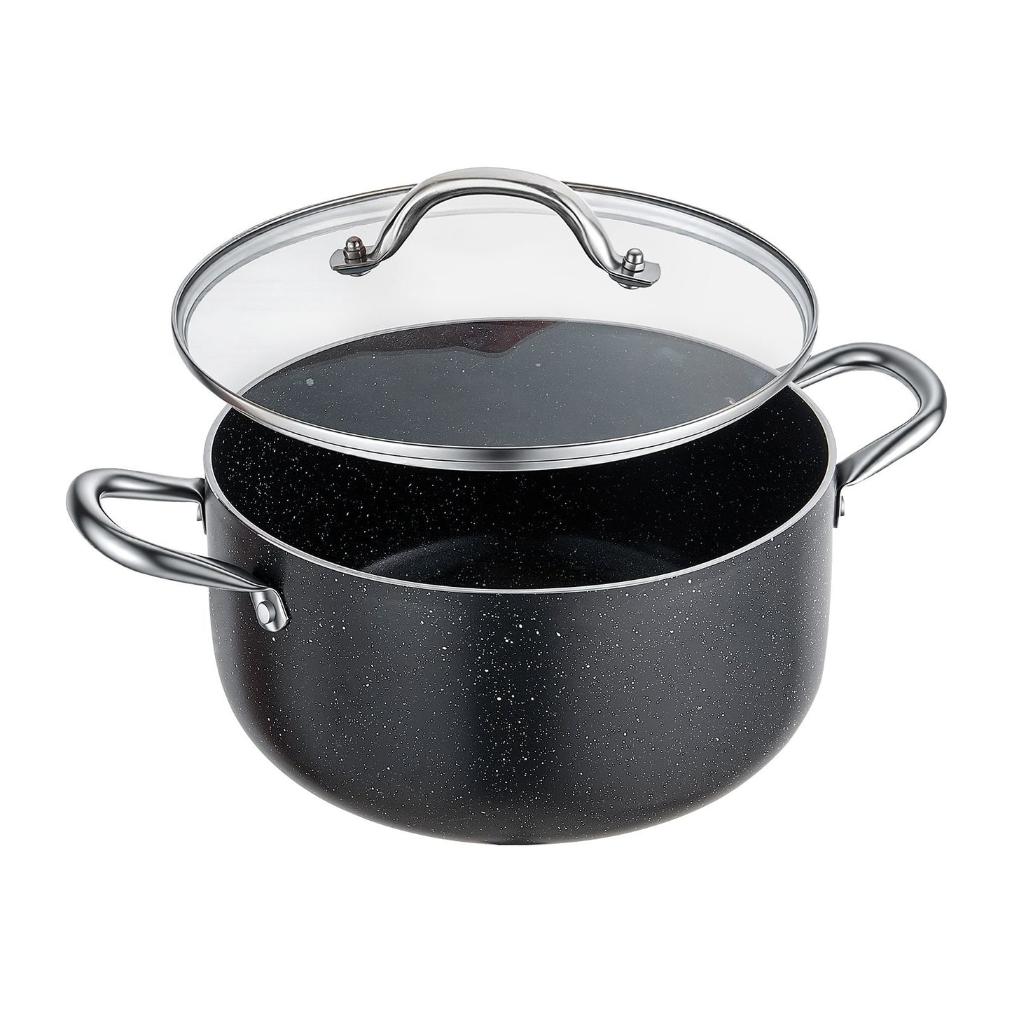 6-Quart Nonstick Aluminum Stock Pot with Glass Lid - PFOA & PFAS Free, Compatible with Gas, Induction & Electric Stoves