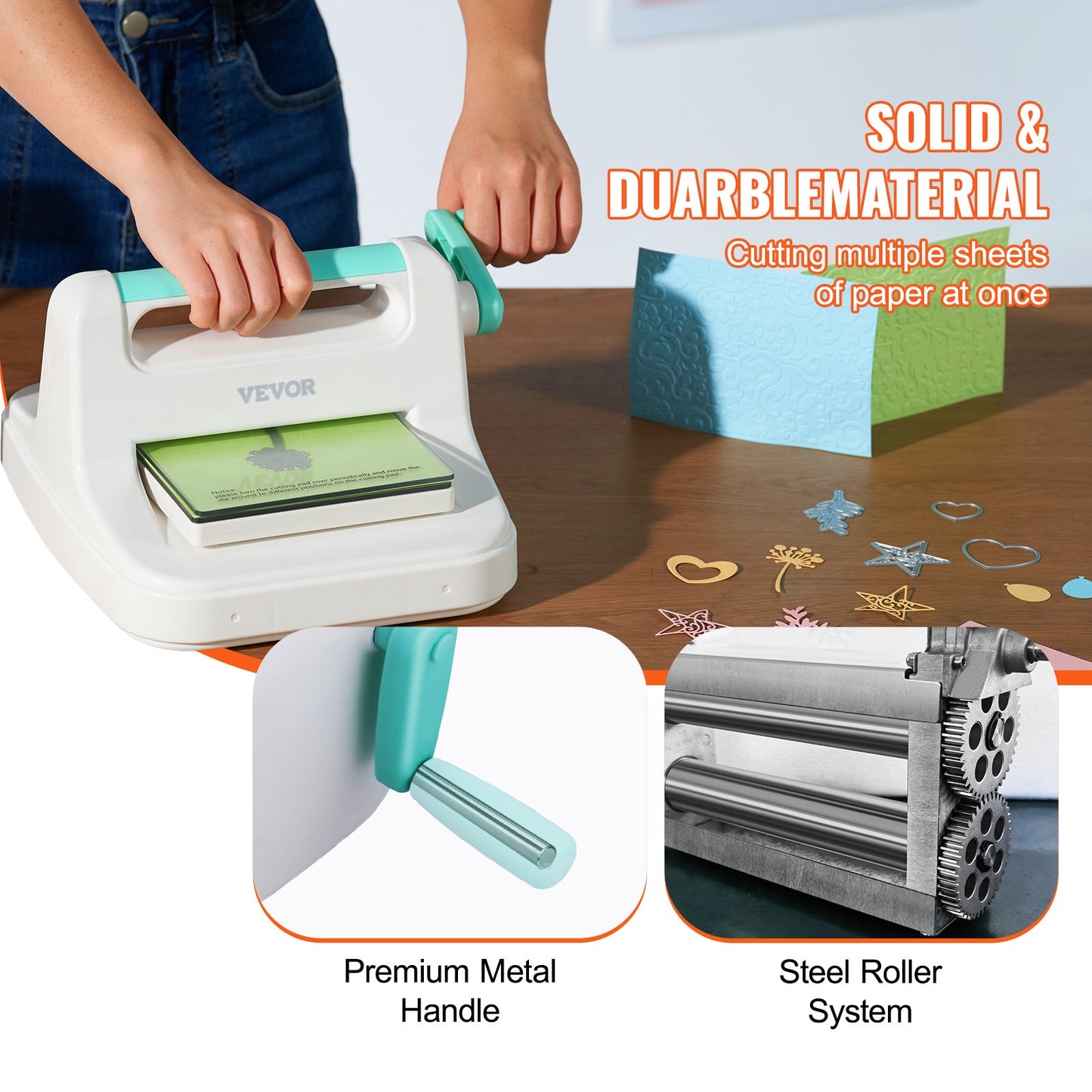 Manual Die Cutting & Embossing Machine Kit - 6 Inch Opening for Scrapbooking & Card Making, Portable White