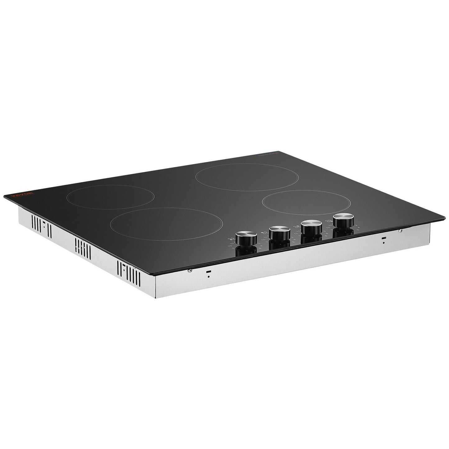 4-Burner Built-In Electric Cooktop - 23.2x20.5 Inch Ceramic Stove, Black