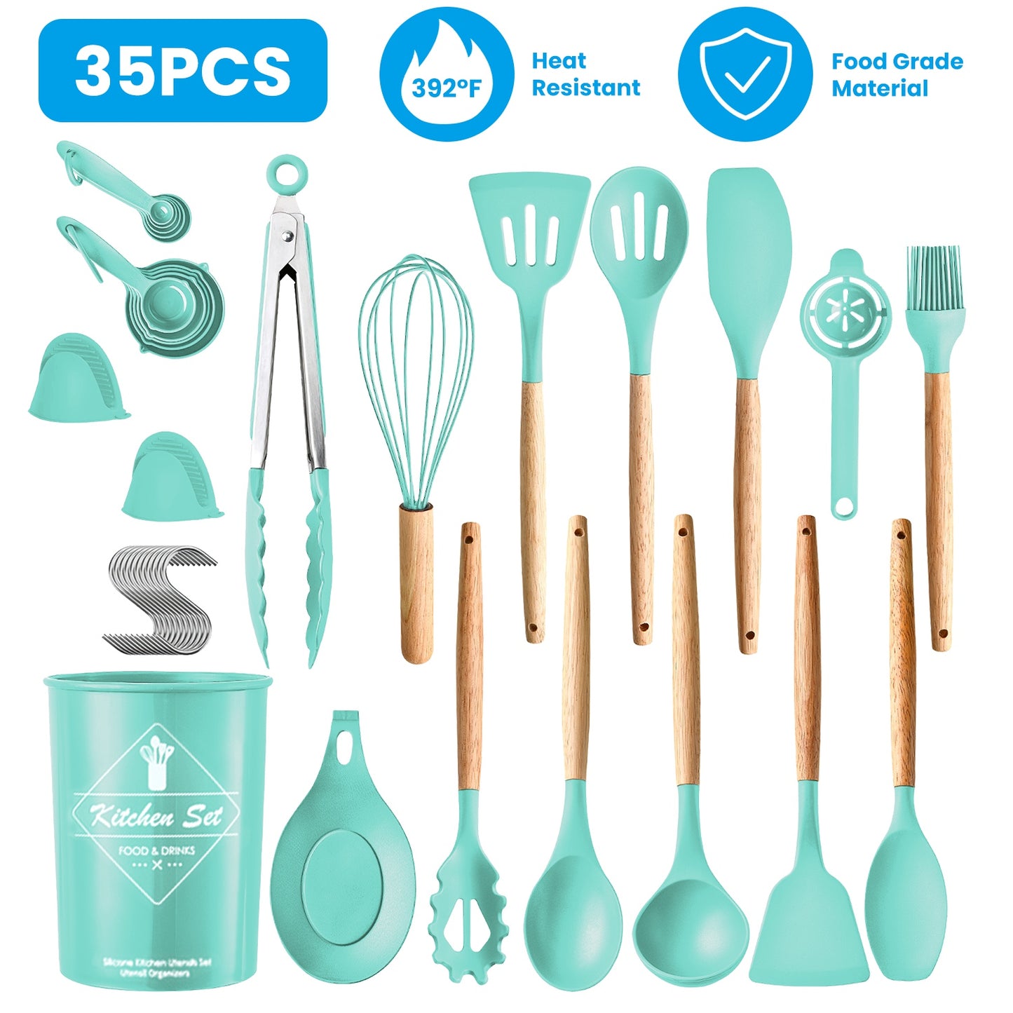 35-Piece Kitchen Utensil Set with Holder - Cooking Tools & Accessories