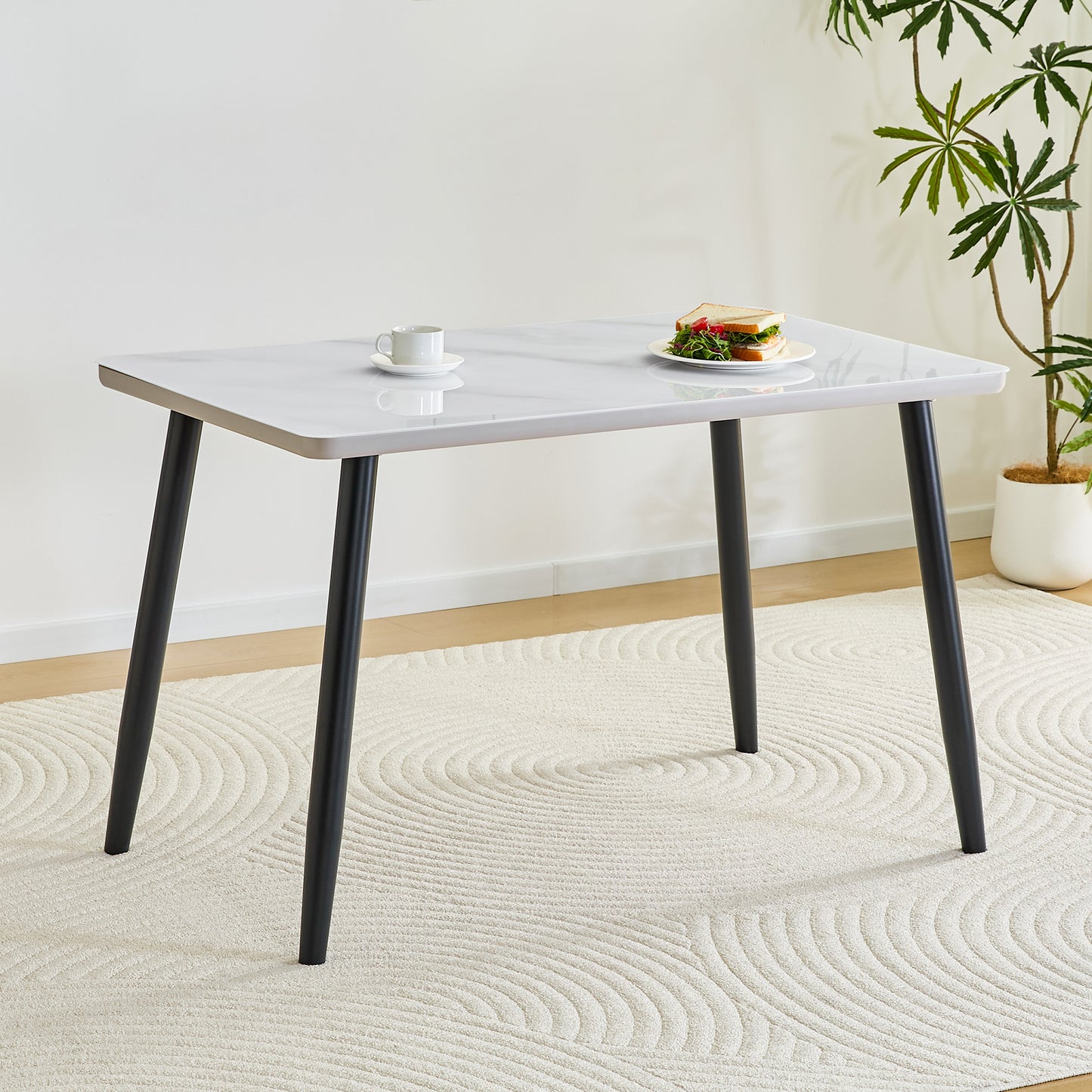 Modern Minimalist Rectangular Dining Table,suitable For 4-6