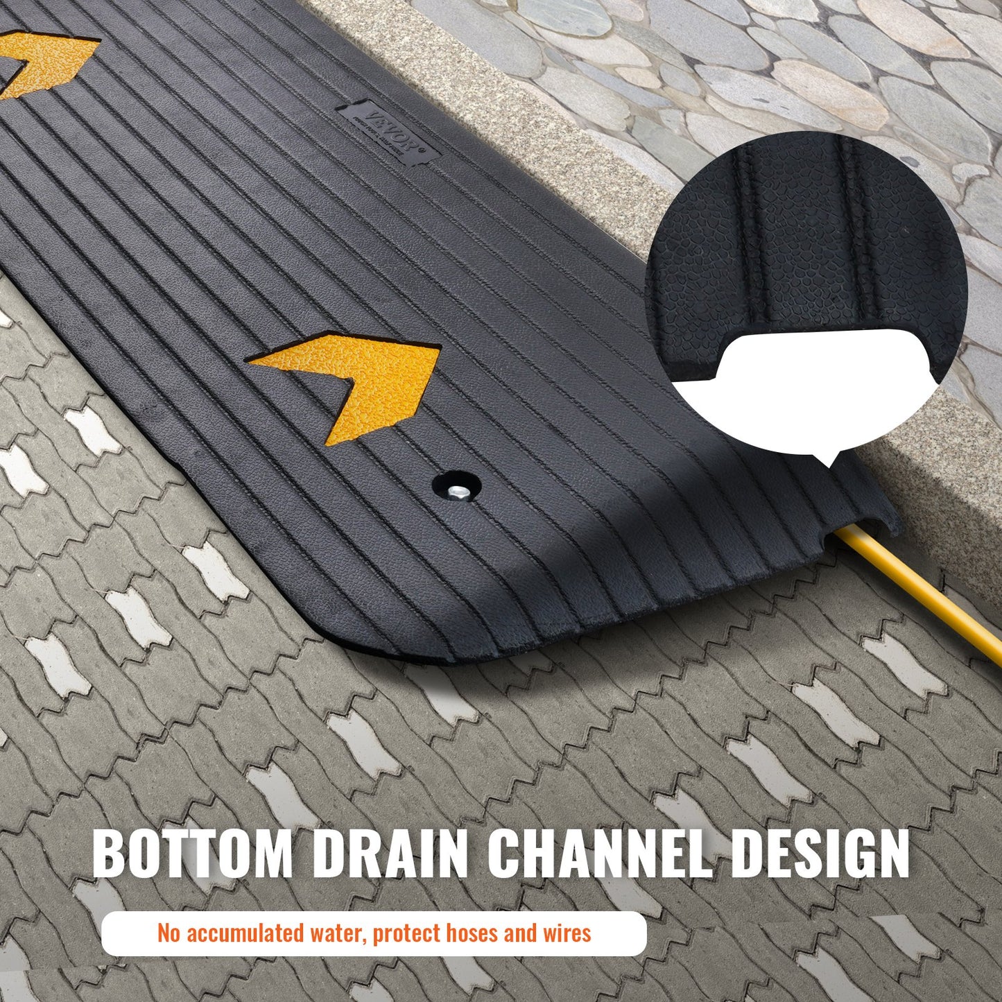 Rubber Threshold Ramp 2' Rise Non-Slip Surface for Wheelchairs & Scooters