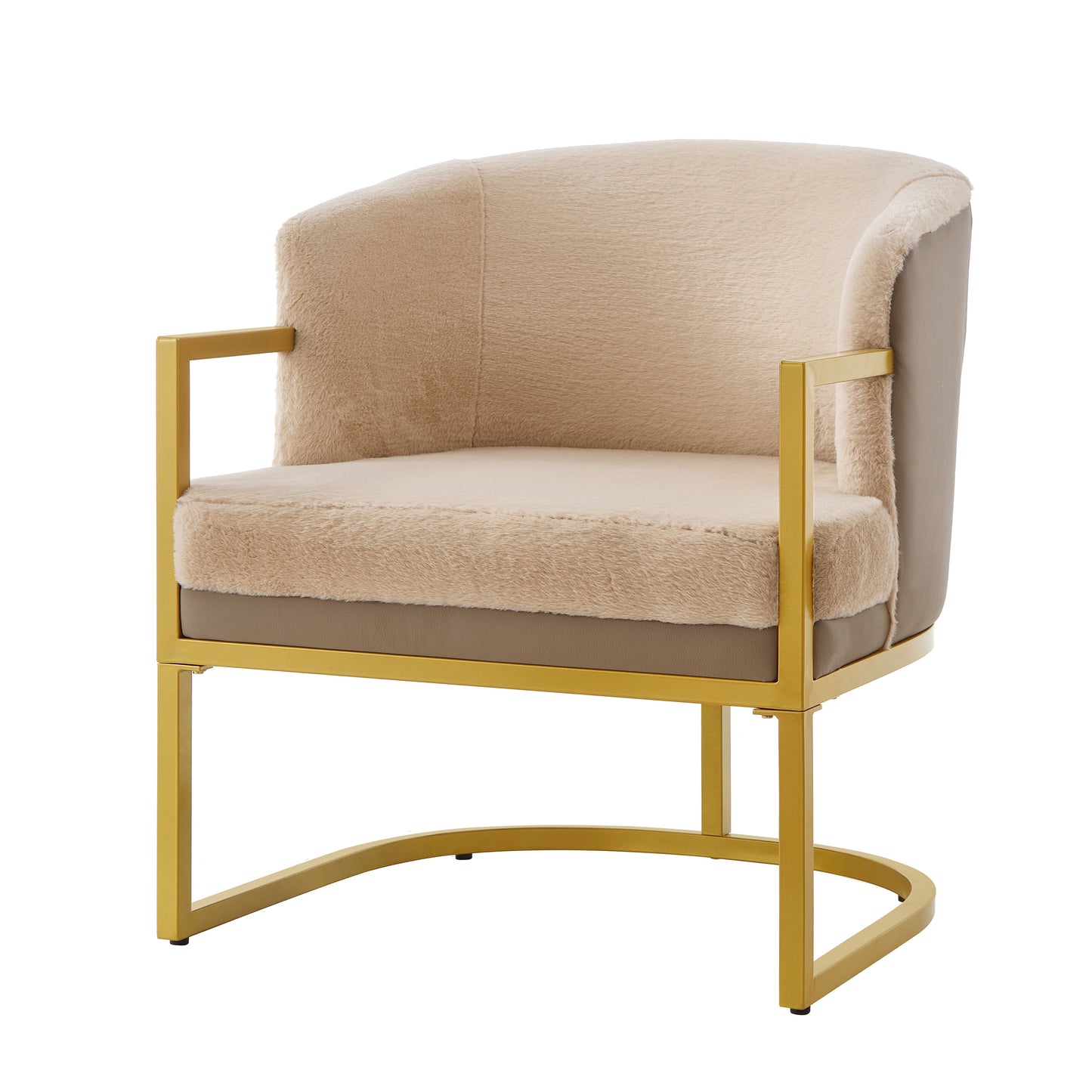 Cozy Upholstered Accent Chair with Gold Metal Frame - Brown