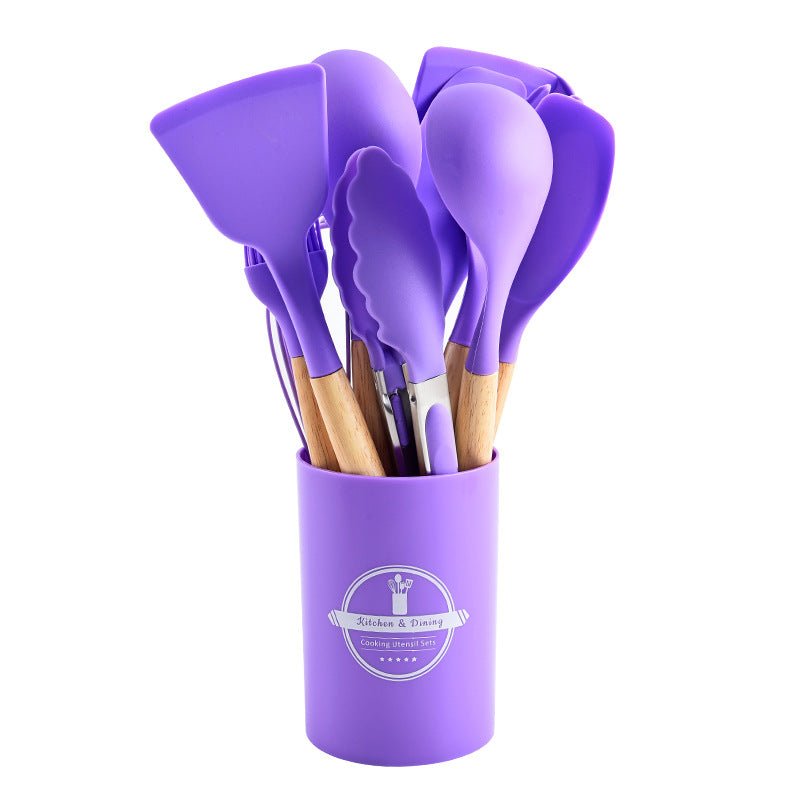 Silicone Cooking Utensil Set Food Grade Kitchen Storage Tools - Multiple Colors