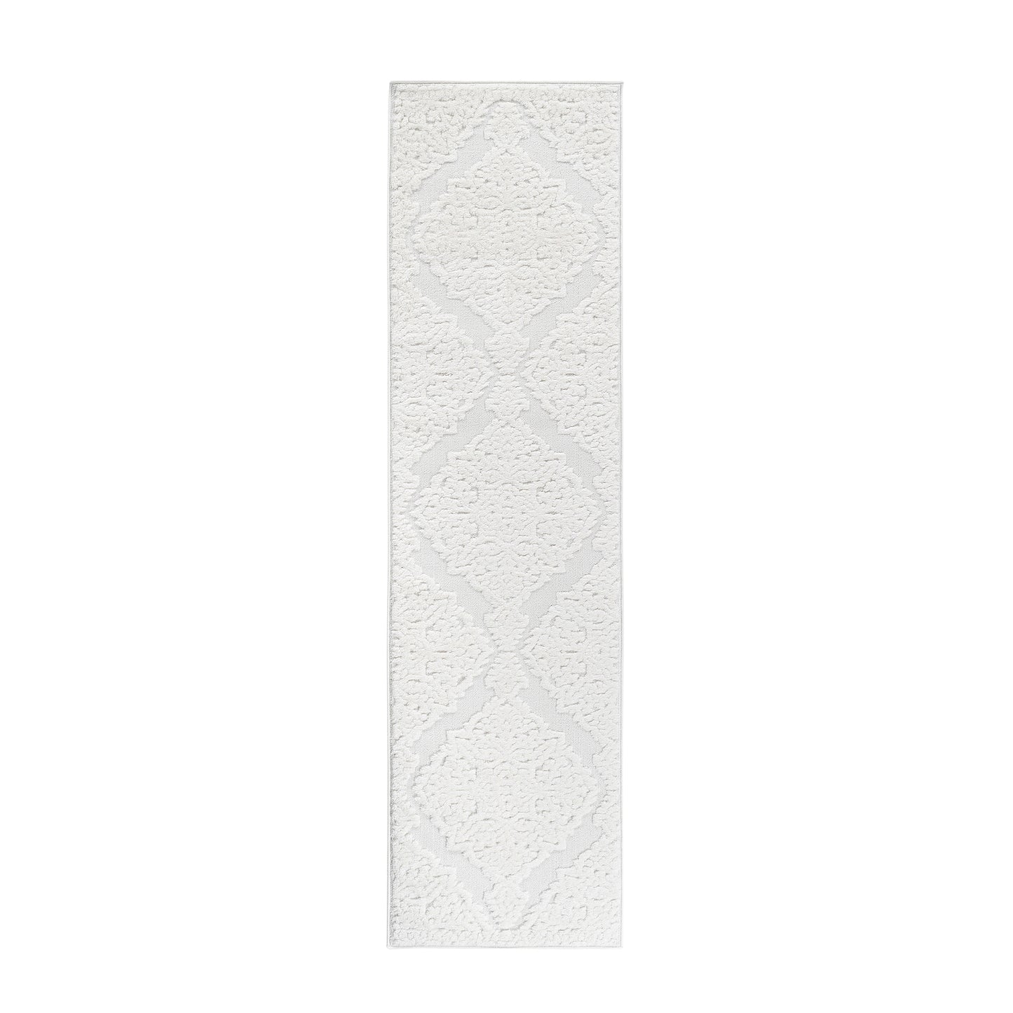 Step Collection High-Low Medallion Cream Indoor Runner Rug, 2'2''x8',