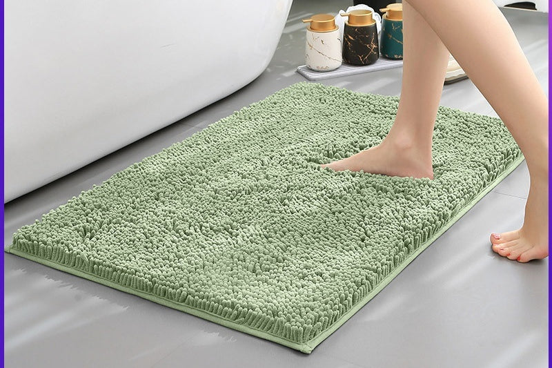 Non-slip Absorbent Bathroom Floor Mat - Stain-Resistant, Dense Woven Chenille