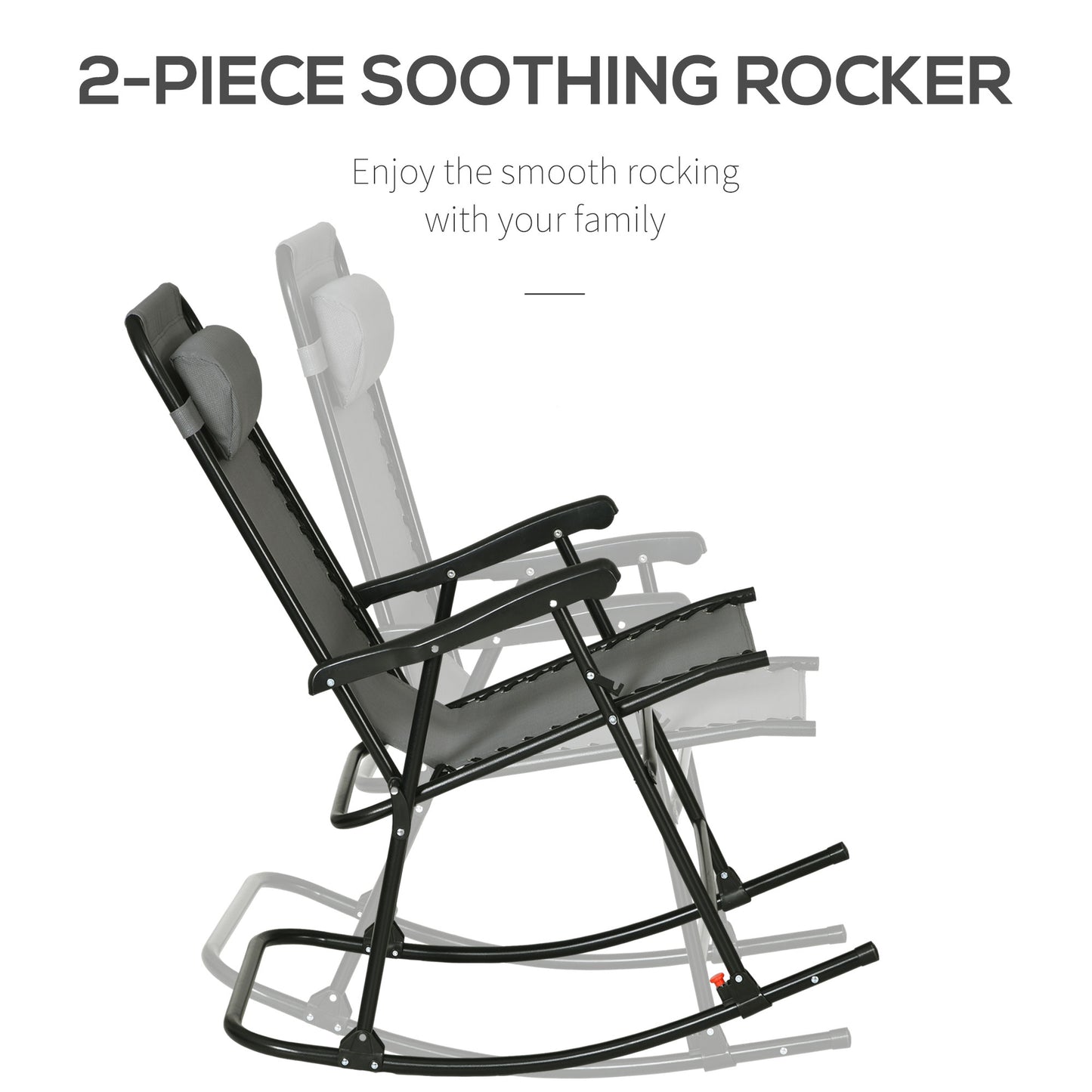 Folding Rocking Chair Set of 2 for Outdoor Relaxation - Gray
