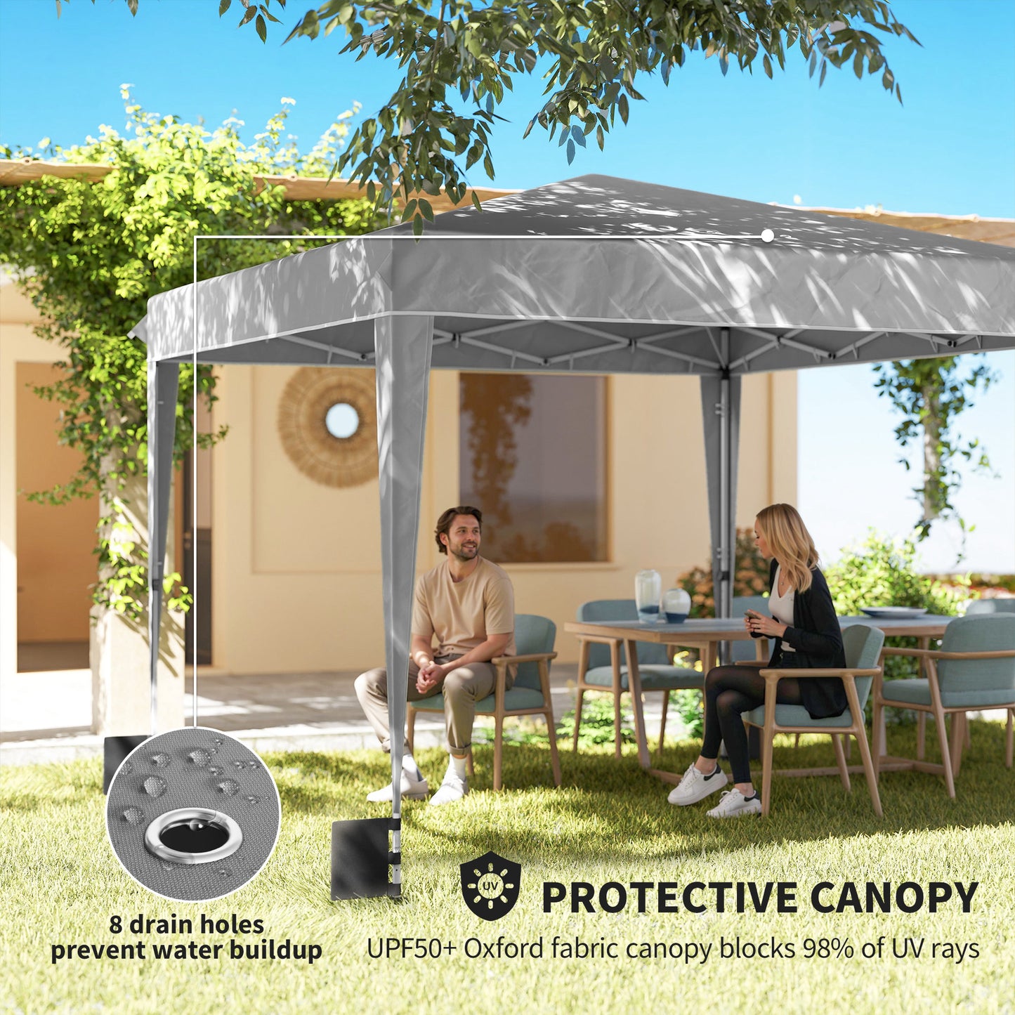 10 x 10 ft Pop Up Canopy Tent with Sidewalls - Light Gray