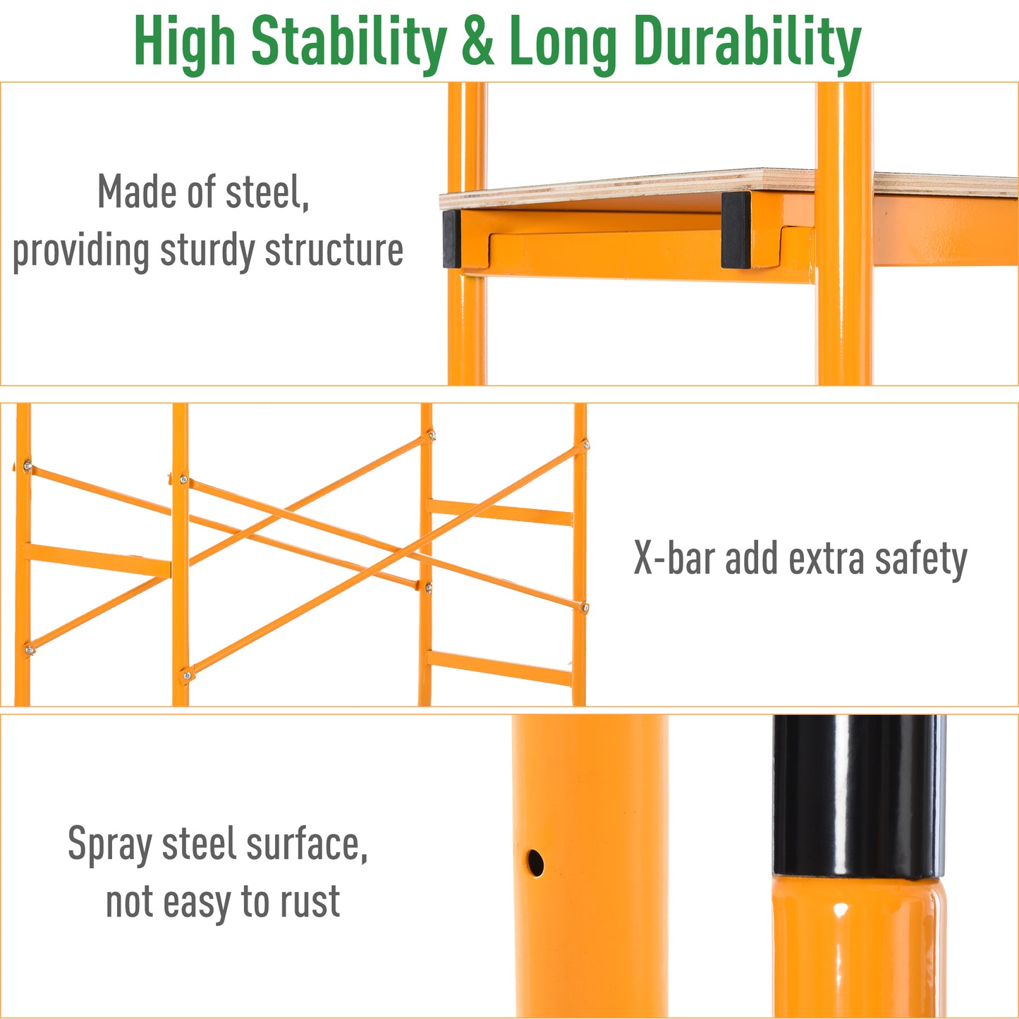 4-Step Steel Scaffold with 2 Wheels - 440lb Capacity Indoor Outdoor
