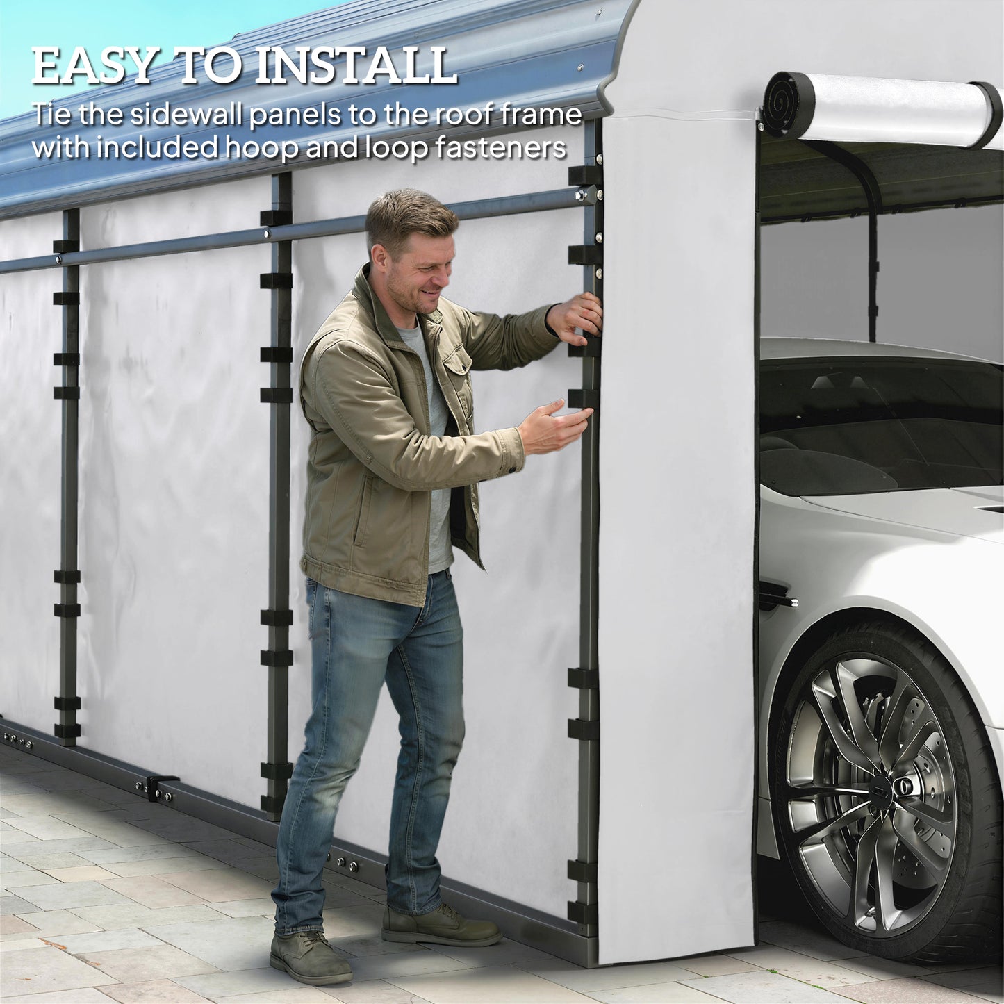 Replacement Sidewall Panel for 12' x 20' Carports - White