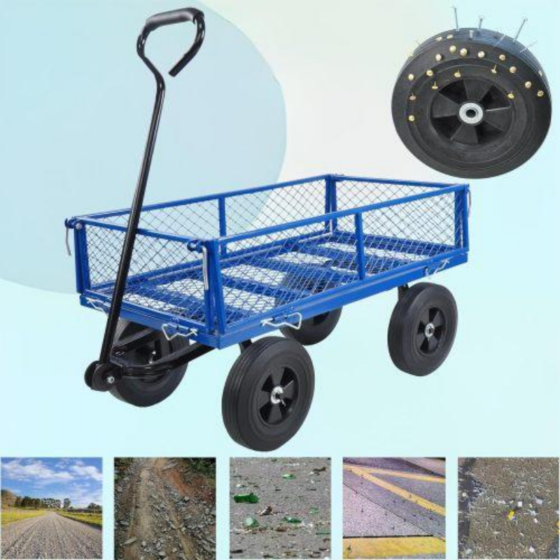 Garden Trolley Cart with Solid Wheels Multi-Functional Tool Cart for Yard and Farm Use