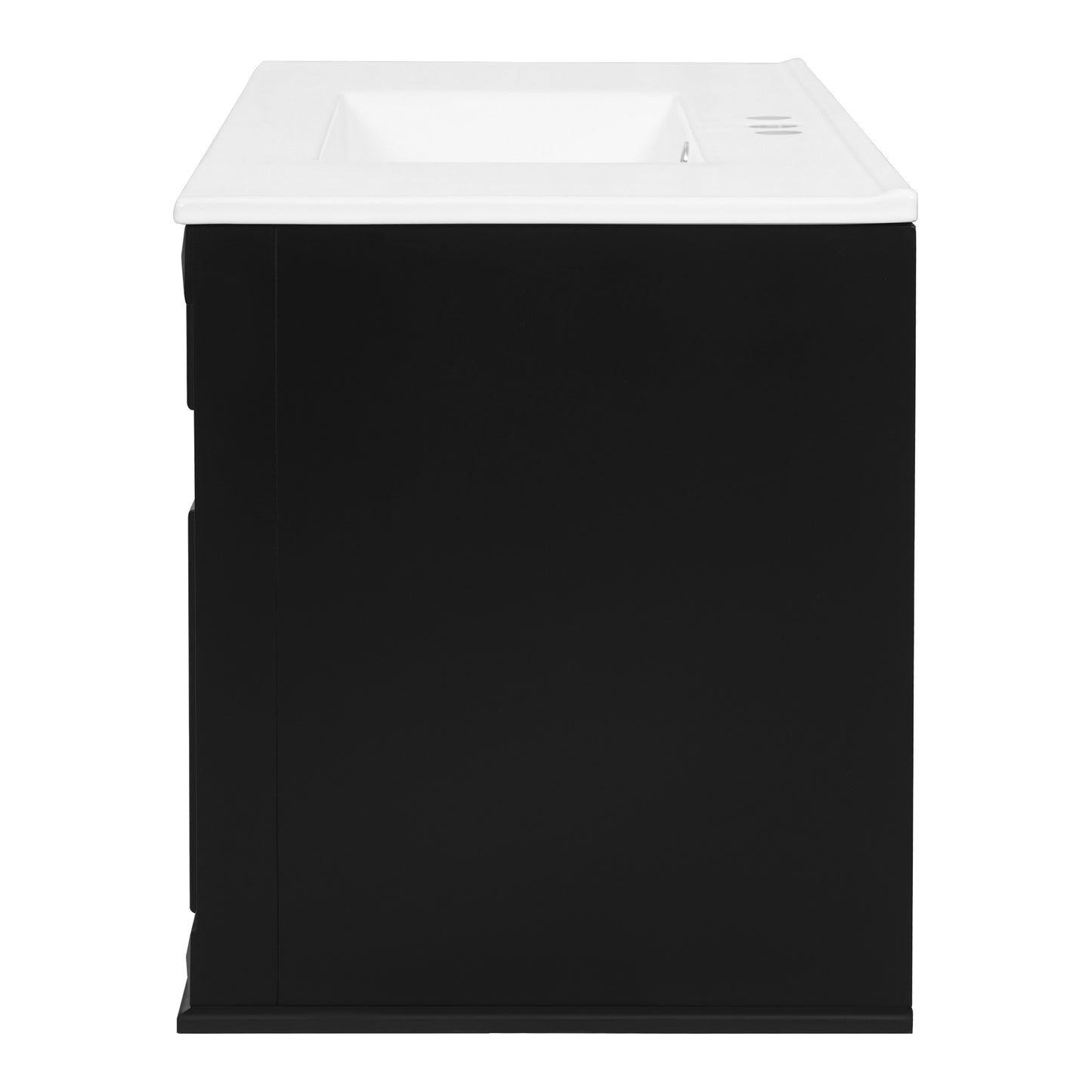 36-Inch Wall-Mounted Bathroom Vanity with Ceramic Sink - Black