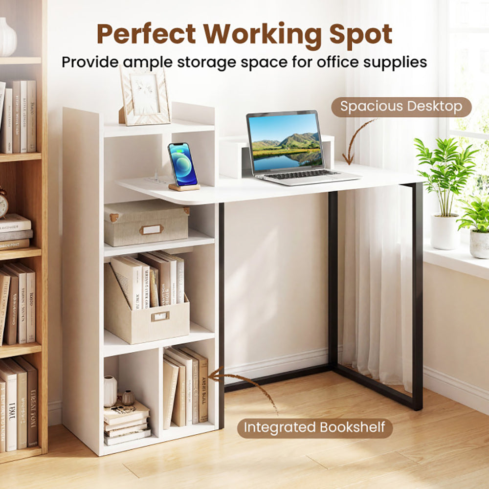 Computer Desk With Charging Station And Ergonomic Monitor Stand