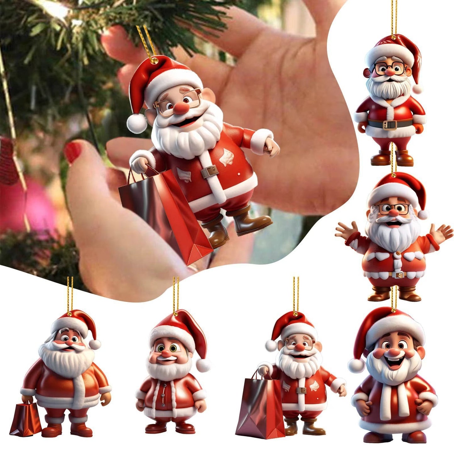 Acrylic Santa Claus Holiday Decor Pendant for Seasonal Festivities